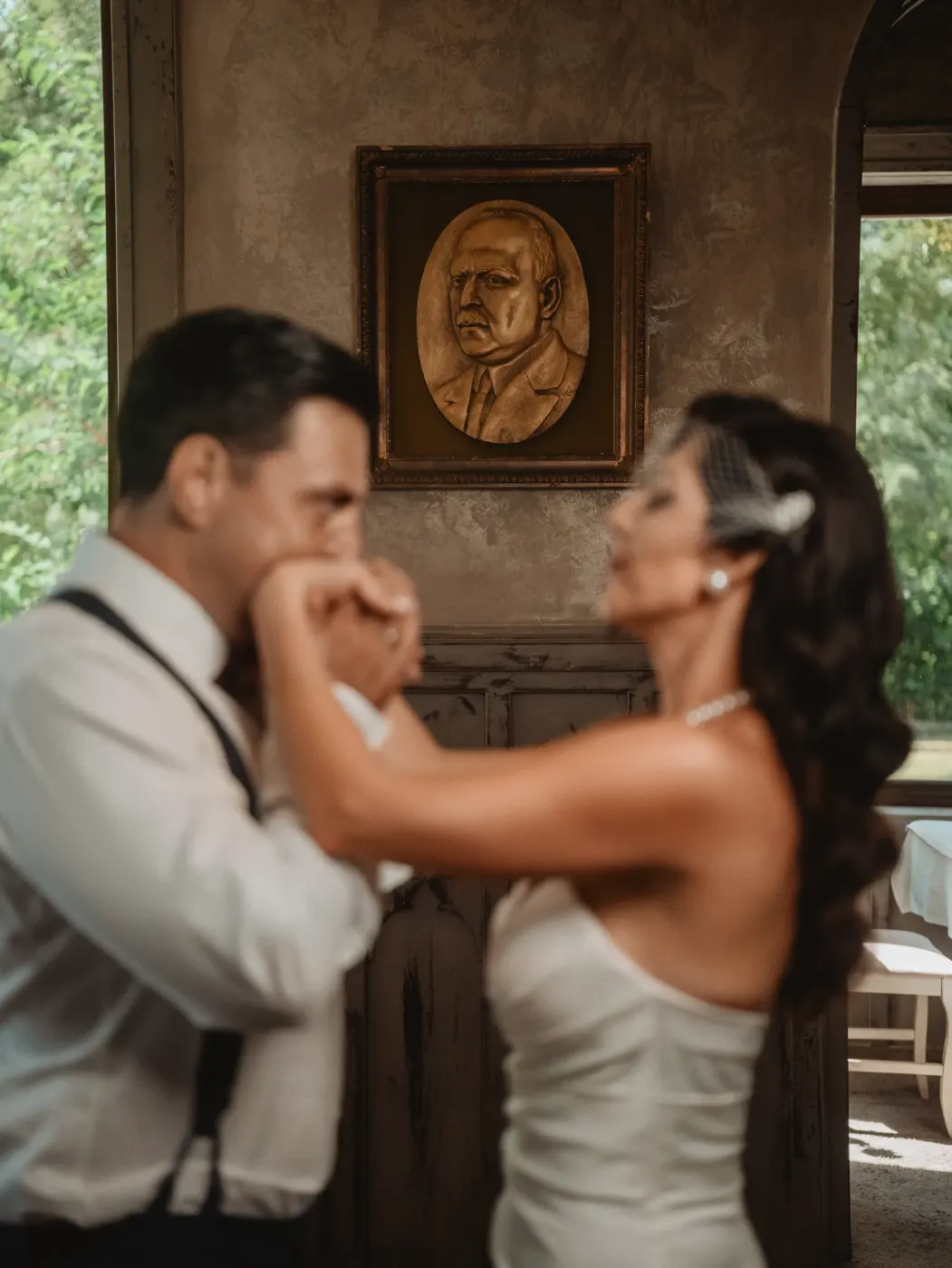 Wedding portrait in a vintage setting