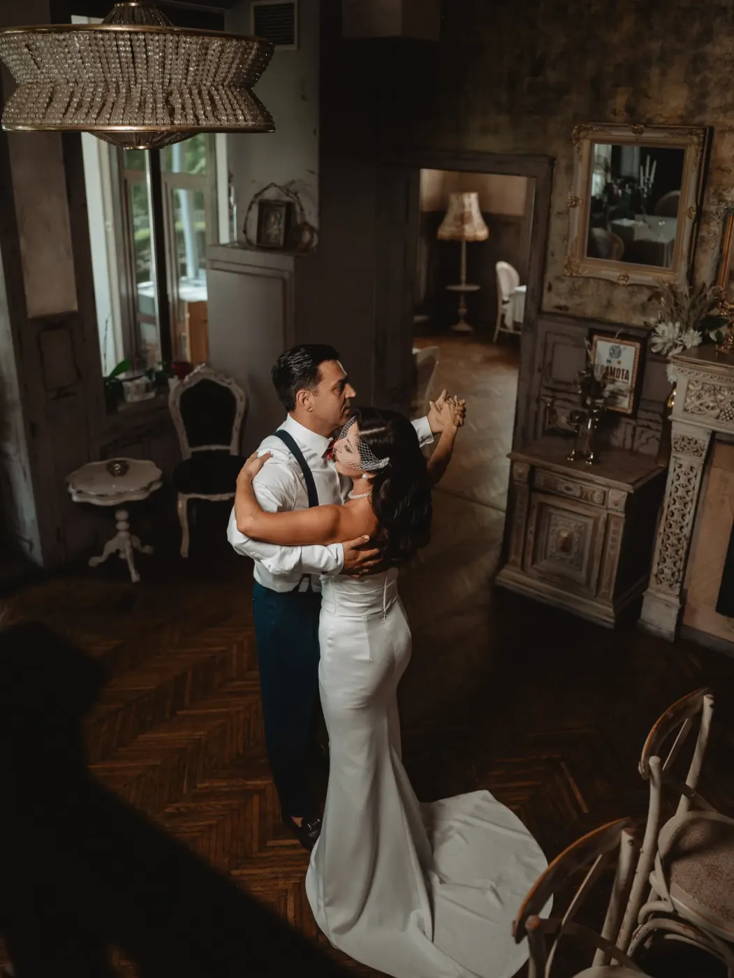 The couple in a vintage interior