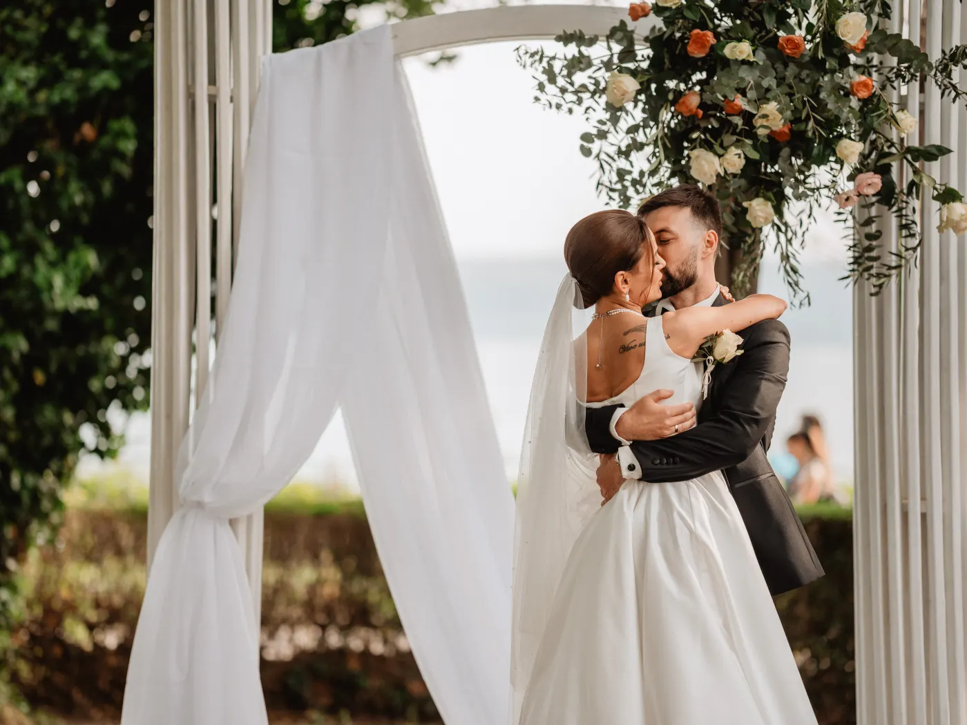 Vows under the floral arch
