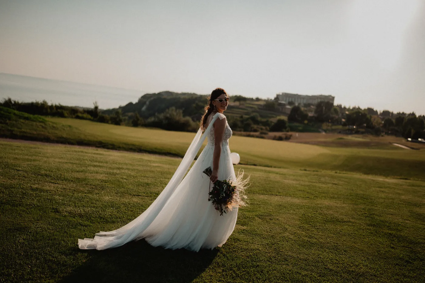 Newlyweds by the lake