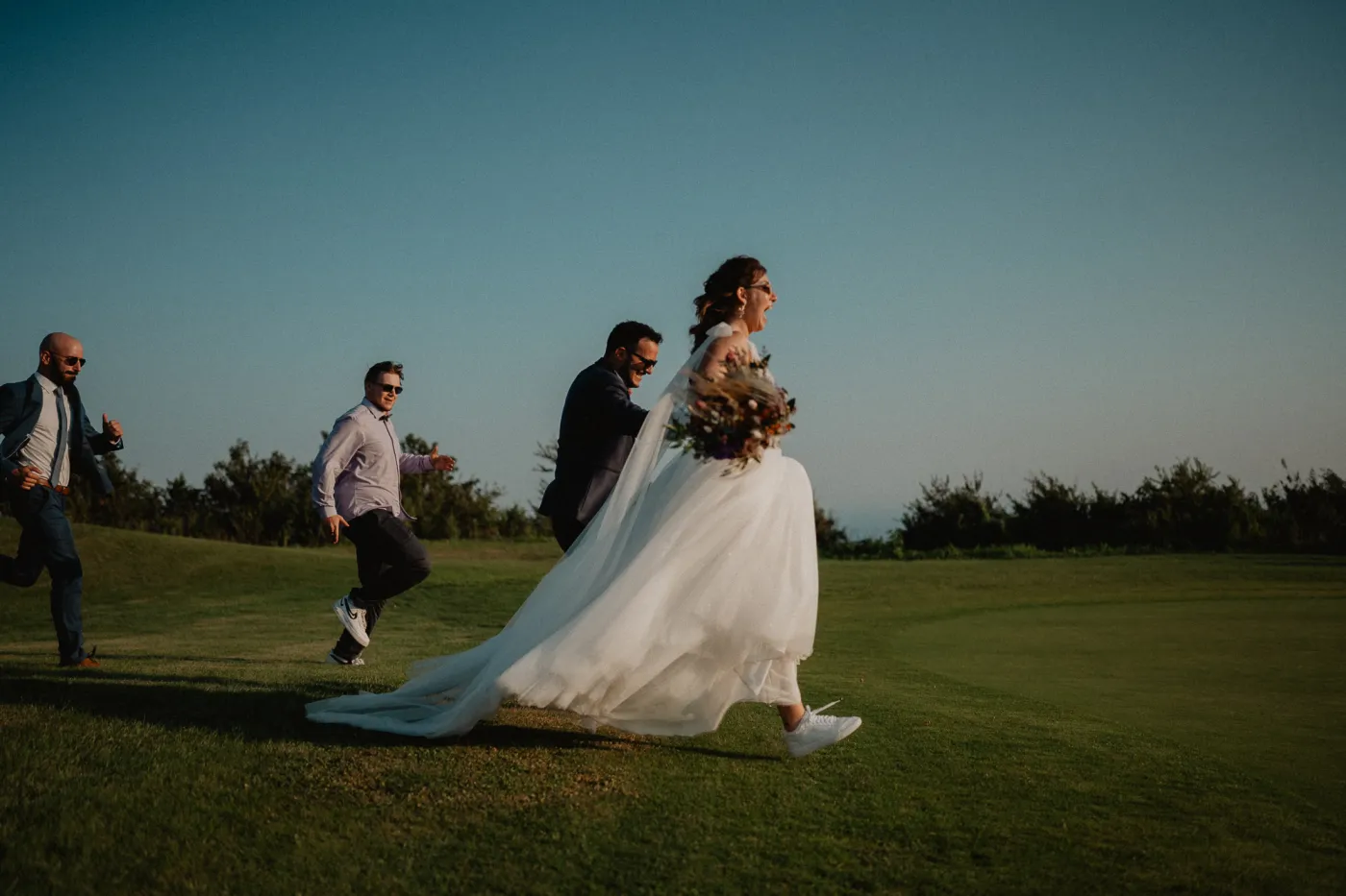 Newlyweds by the lake