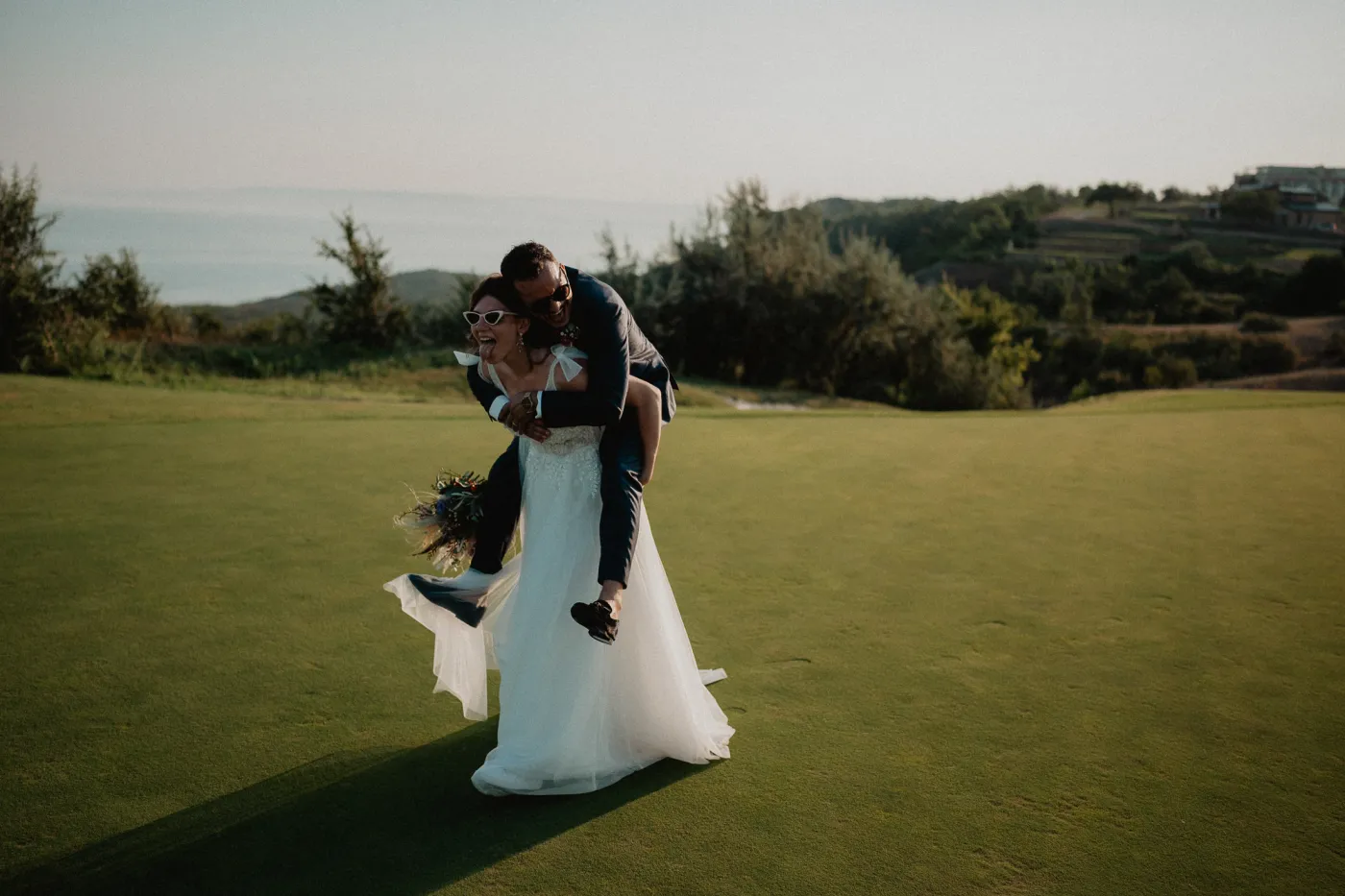 Newlyweds by the lake